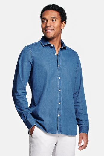 Carlos * The Denim Shirt mid blue men's denim shirt | MR MARVIS