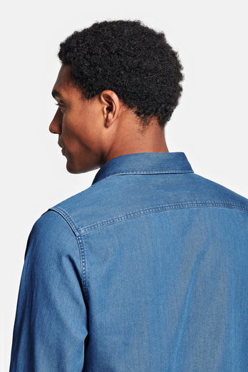 Carlos * The Denim Shirt mid blue men's denim shirt | MR MARVIS