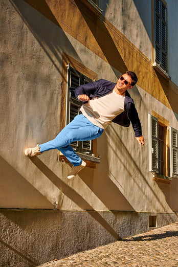 Boulevards * The Longs mid blue stretch cotton men's trousers | MR MARVIS