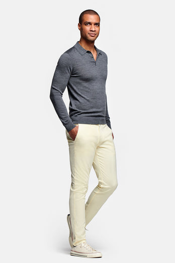 light yellow stretch cotton men's trousers | MR MARVIS